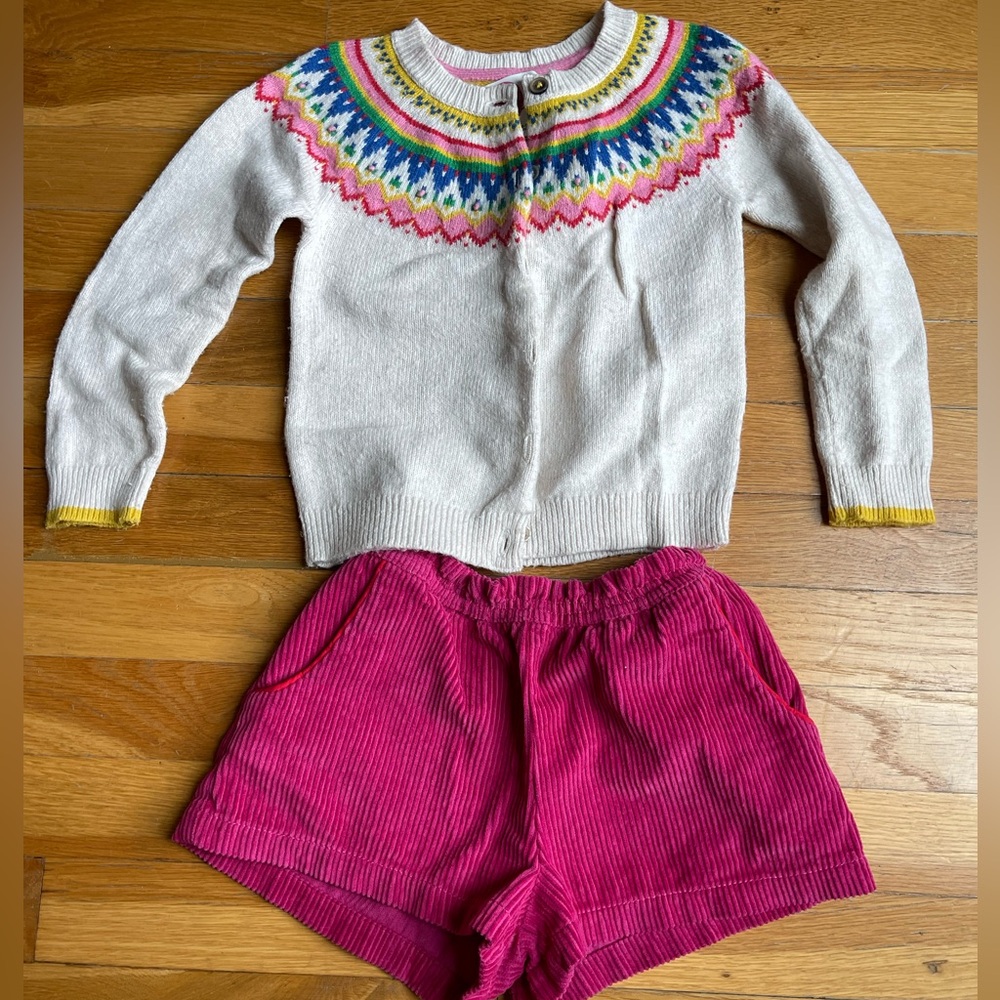 Mini Boden 4y cord shorts & 4-5 sweater